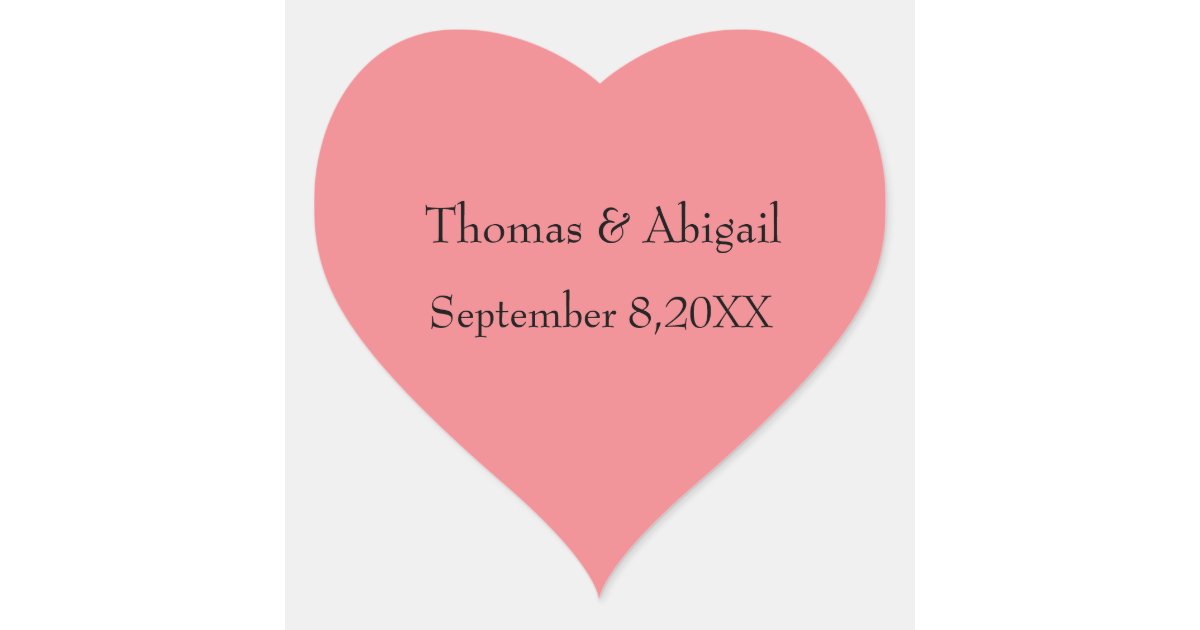Personalized Pink Heart Stickers Couples Name Date