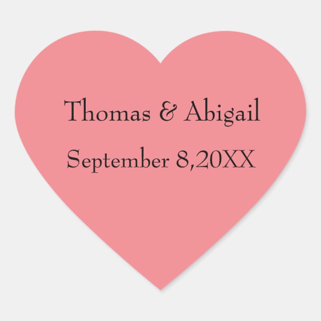 Personalized Pink Heart Stickers Couples Name Date (Front)