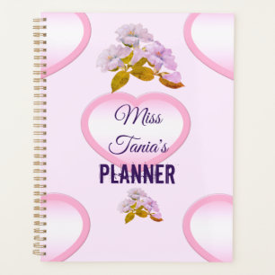 Personalized Pink Heart Teacher Planner