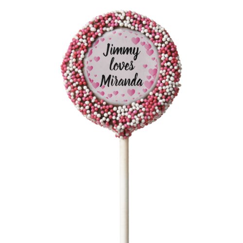 Personalized Pink Heart Valentine Wedding Anniv Chocolate Covered Oreo Pop