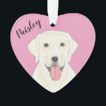 Personalized Pink Heart White Labrador Ornament<br><div class="desc">I am in love with this beautifully detailed watercolor illustration of a white lab dog on a sweet pink heart! Personalize these pastel ornaments and make the nice list this year! For the perfect presents, pair it with a matching item from the collection for a thoughtful housewarming, bridal shower, teacher,...</div>