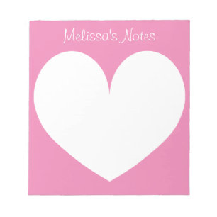 Personalized pink heart writing note pads