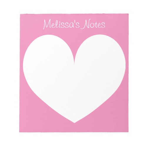 Personalized pink heart writing note pads