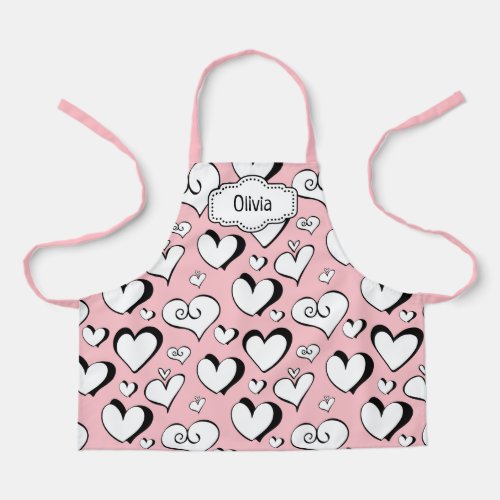 Personalized Pink Hearts Apron