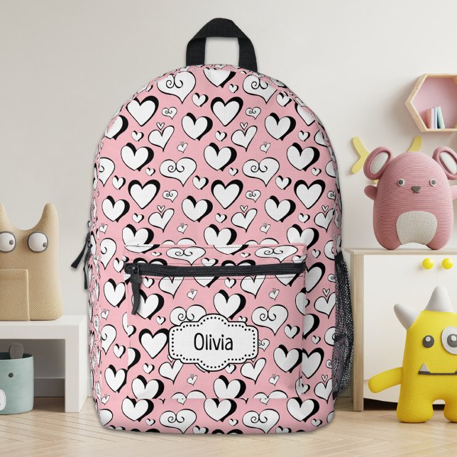 Personalized Pink Hearts Backpack (Creator Uploaded)