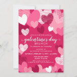Personalized Pink Hearts Galentine's Day Brunch  Invitation