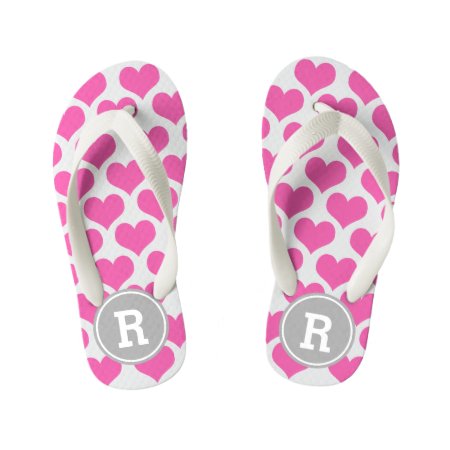 Personalized Pink Hearts Kid's Flip Flops