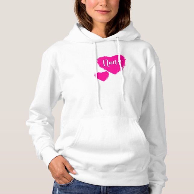 Personalized Pink Hearts Nana Hoodie (Front)