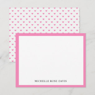Personalized Pink Hearts Note Card