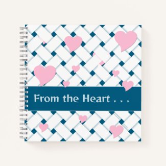Personalized Pink Hearts, Ocean Blue Weave Journal