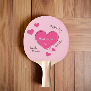 Personalized Pink Hearts Ping Pong Paddle