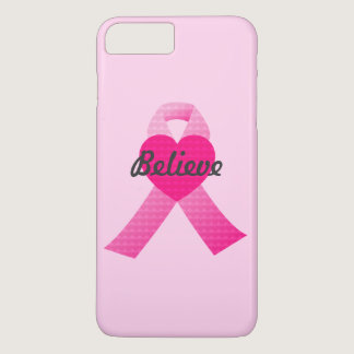 Personalized Pink Hearts Ribbon Breast Cancer iPhone 8 Plus/7 Plus Case
