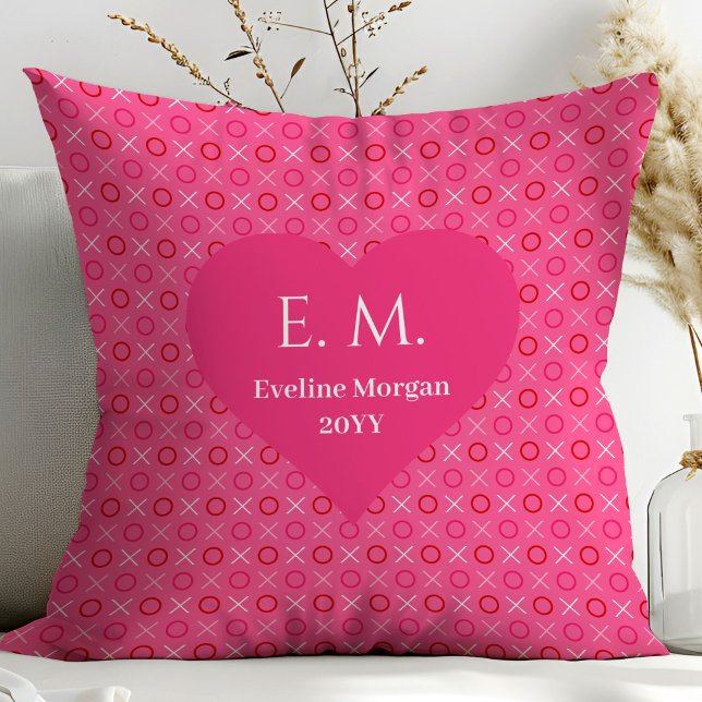 Personalized Pink Hearts Romantic Valentine Love  Throw Pillow (Personalized Pink Hearts Romantic Valentine Love Pillow)
