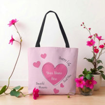 Personalized Pink Hearts Tote Bag