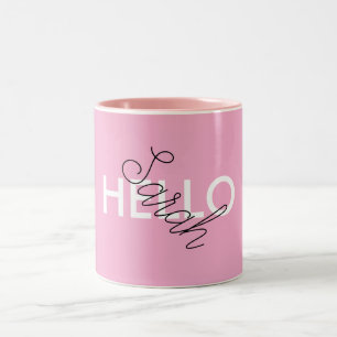Personalized Pink "Hello" Mug with Custom
