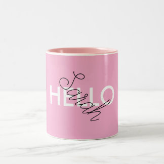 Personalized Pink "Hello" Mug with Custom
