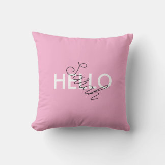 Personalized Pink "Hello" Pillow with Custom Name