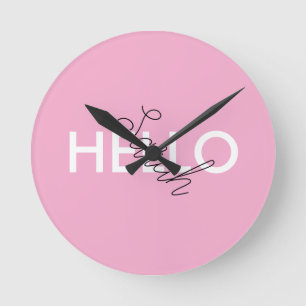 Personalized Pink "Hello" Wall Clock with Custom N