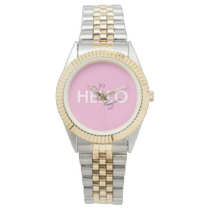 Personalized Pink "Hello" Wristwatch with Custom