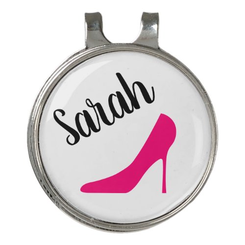 Personalized pink high heel stilettos womens  golf hat clip