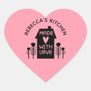 Personalized Pink Homemade With Love Classic Heart Sticker
