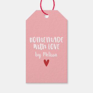 Personalized Pink Homemade With Love Heart Gift Tags