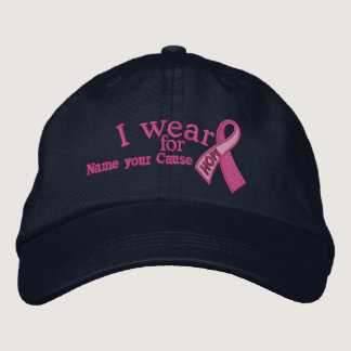 Personalized Pink Hope Cancer Ribbon Your Text Embroidered Baseball Hat