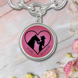 Personalized Pink Horse and Owner Name Bracelet