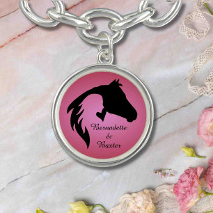 Personalized Pink Horse and Owner Name Bracelet