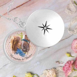 Personalized Pink Horse Pet Owner Name Photo Locket Necklace