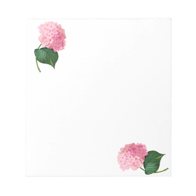 Personalized Pink Hydrangea Notepad (Front)