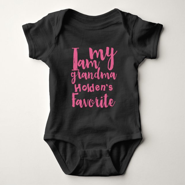 Personalized Pink I Am Grandmas Favorite Baby Bodysuit (Front)