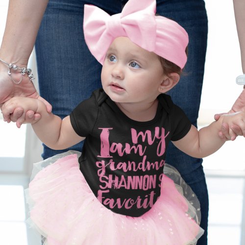 Personalized Pink I Am Grandmas Favorite Baby Bodysuit
