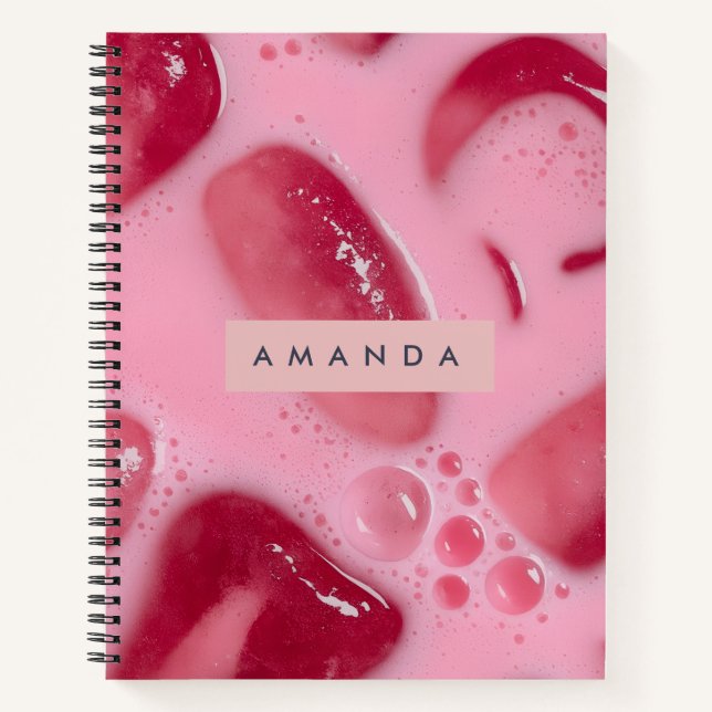 Personalized Pink Ice and Bubbles Aesthetic Notebook (Front)