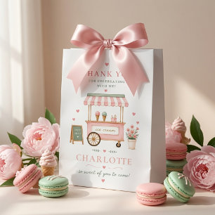 Personalized Pink Ice Cream Birthday  Medium Gift Bag