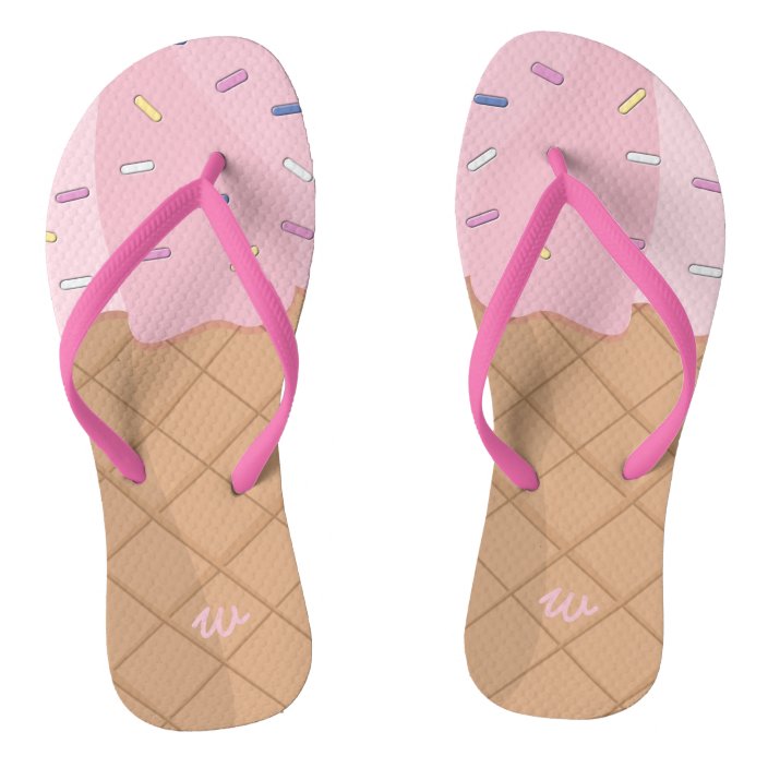 cream flip flops