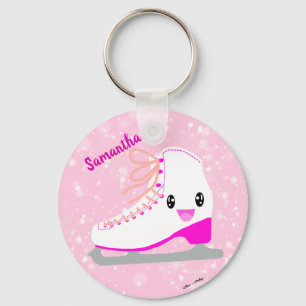 Personalized Pink Ice Skate Cute Kawaii Figure Keychain
