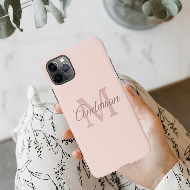 Personalized Pink iPhone Case | Monogram & Script  (Creator Uploaded)