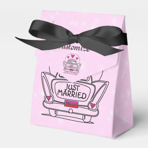 Personalized Pink Just Married Honeymoon Car Box