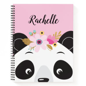 Personalized Pink Kawaii Girl Panda Bear Face Notebook