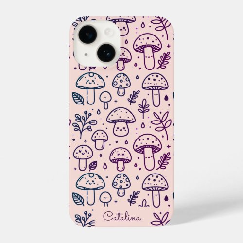 Personalized Pink Kawaii Mushroom phone case