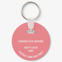 Personalized pink Keep Calm girly driving Keychain