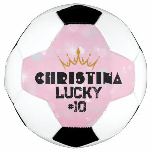 Personalized Pink Keepsake Female Football Player: Soccer Ball