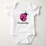 Personalized pink ladybug creeper for baby girl<br><div class="desc">Pink ladybug creeper for baby girl. Cute lady bug design personalized with name of child or grandchild. Make one for your daughter or granddaughter 1st Birthday when she turns one. Adorable kids illustration with little pink ladybird. Animal insect drawing.</div>