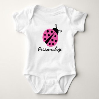 Personalized Pink Ladybug Creeper For Baby Girl by logotees at Zazzle