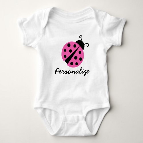 Personalized pink ladybug creeper for baby girl