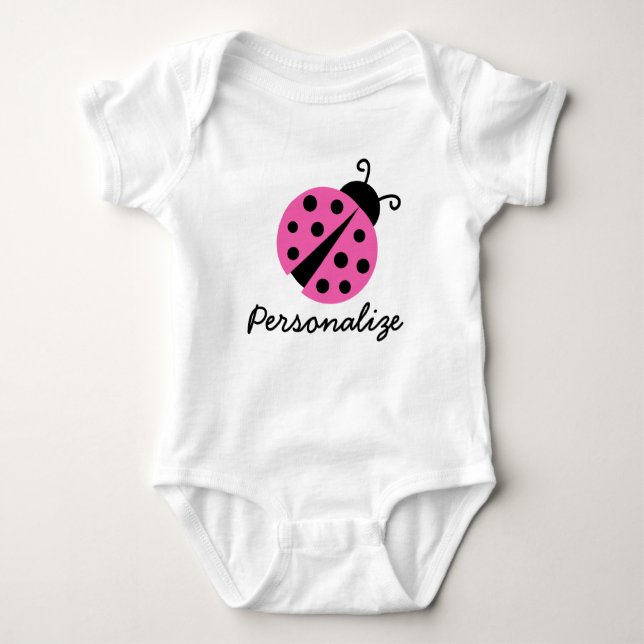 Personalized pink ladybug creeper for baby girl (Front)