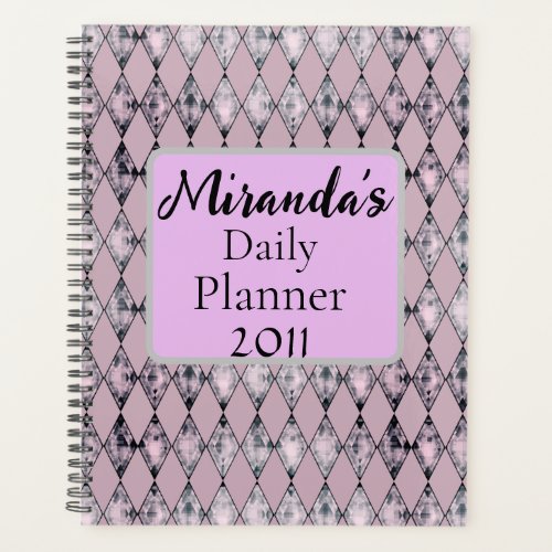 Personalized Pink Lavender Harlequin  Planner