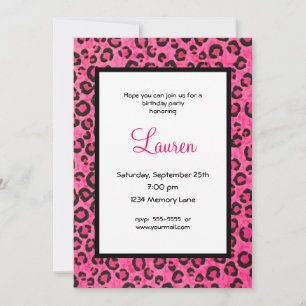 Personalized Pink Leopard 21st Birthday Invitation
