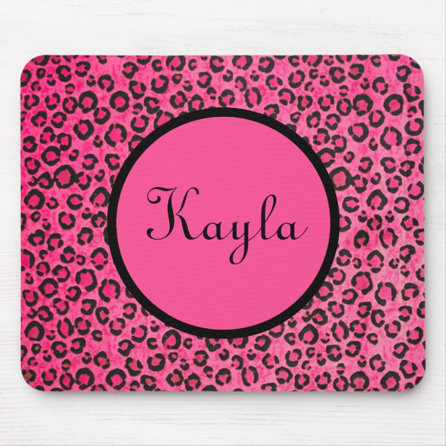 Personalized Pink Leopard Mousepad (Front)